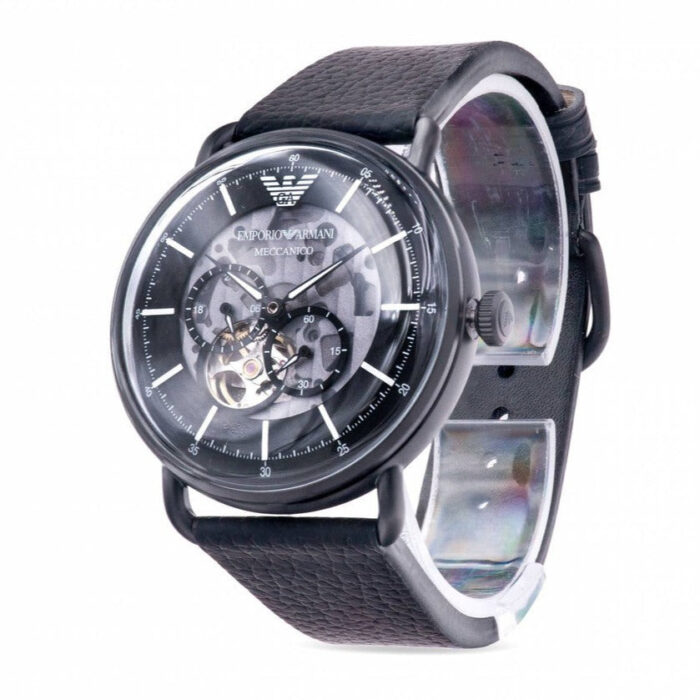 Emporio Armani Aviator Chronograph Black Dial Black Leather Strap Watch For Men - AR60028 - Image 2